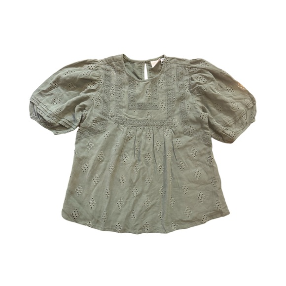 Emberley Macall Eyelet Blouse with Lace Trim, Size XS. - Picture 2 of 9